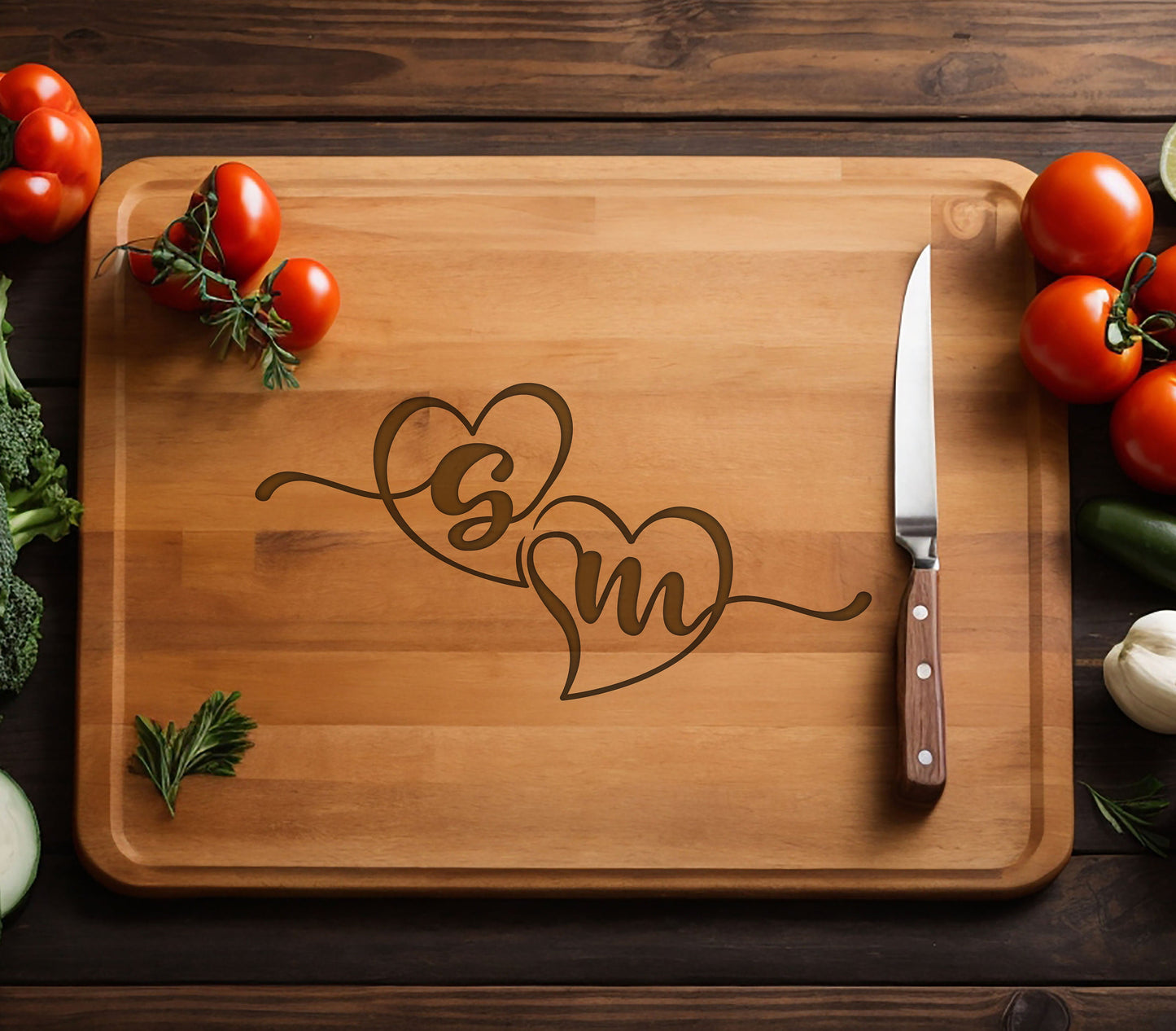 Love Couple Cutting Board, Couple Monogrammed Board, Bamboo Cutting Board, New Home Gift for Couple, Bridal Shower Gift, New Home Gifts