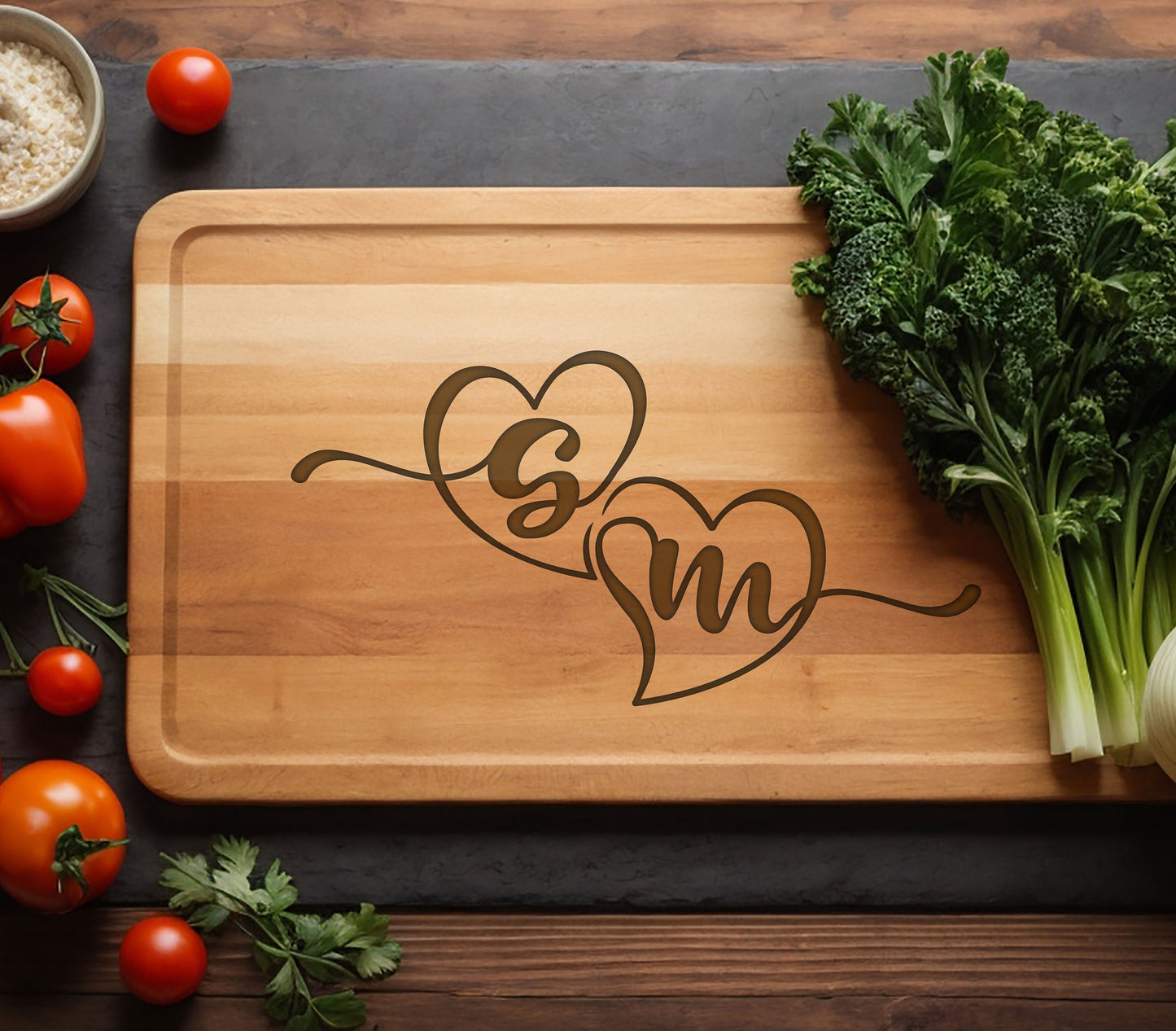 Love Couple Cutting Board, Couple Monogrammed Board, Bamboo Cutting Board, New Home Gift for Couple, Bridal Shower Gift, New Home Gifts