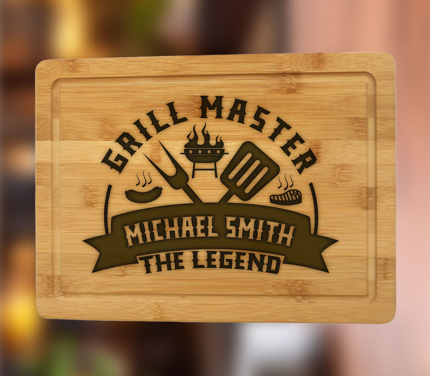 Personalized Grill Master Cutting Board, Gift For Husband, Bamboo Cutting Board, Gift for Dads, Birthday Boyfriend Gift, Father's Day Board