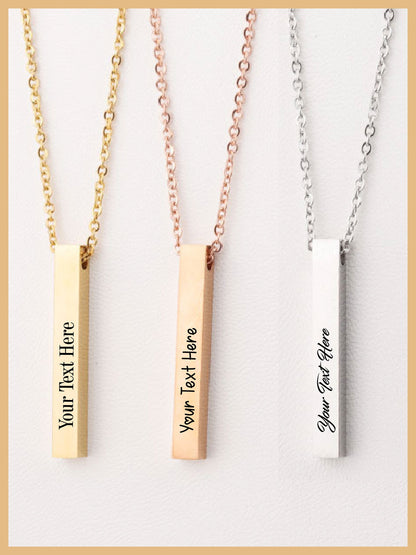 Personalized Valentines Gift Vertical Bar Necklace, Mothers Day Necklace Gift, Christmas Gifts Bar Pendant, Customized Bar Necklace for Mom