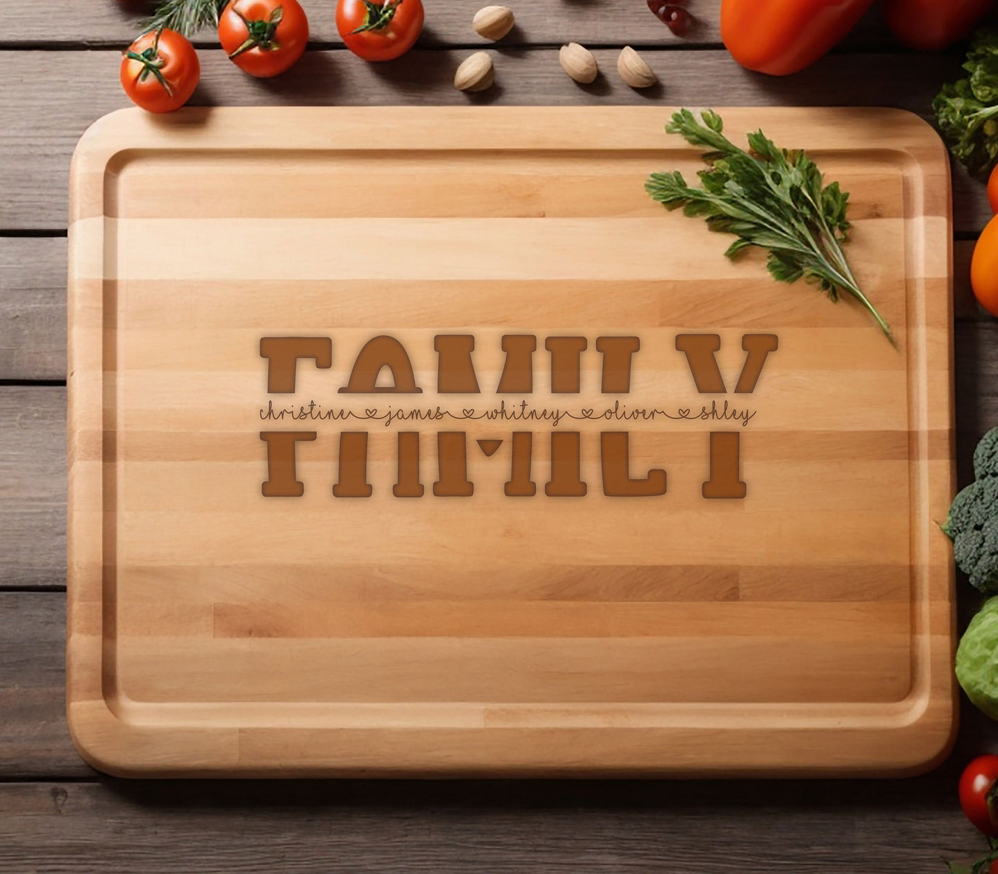 Personalized Bamboo Board Cutting Board, Family and housewarming gift, Family Gift, Family Name's Cutting Board, Custom Charcuterie Board