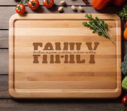 Personalized Bamboo Board Cutting Board, Family and housewarming gift, Family Gift, Family Name's Cutting Board, Custom Charcuterie Board