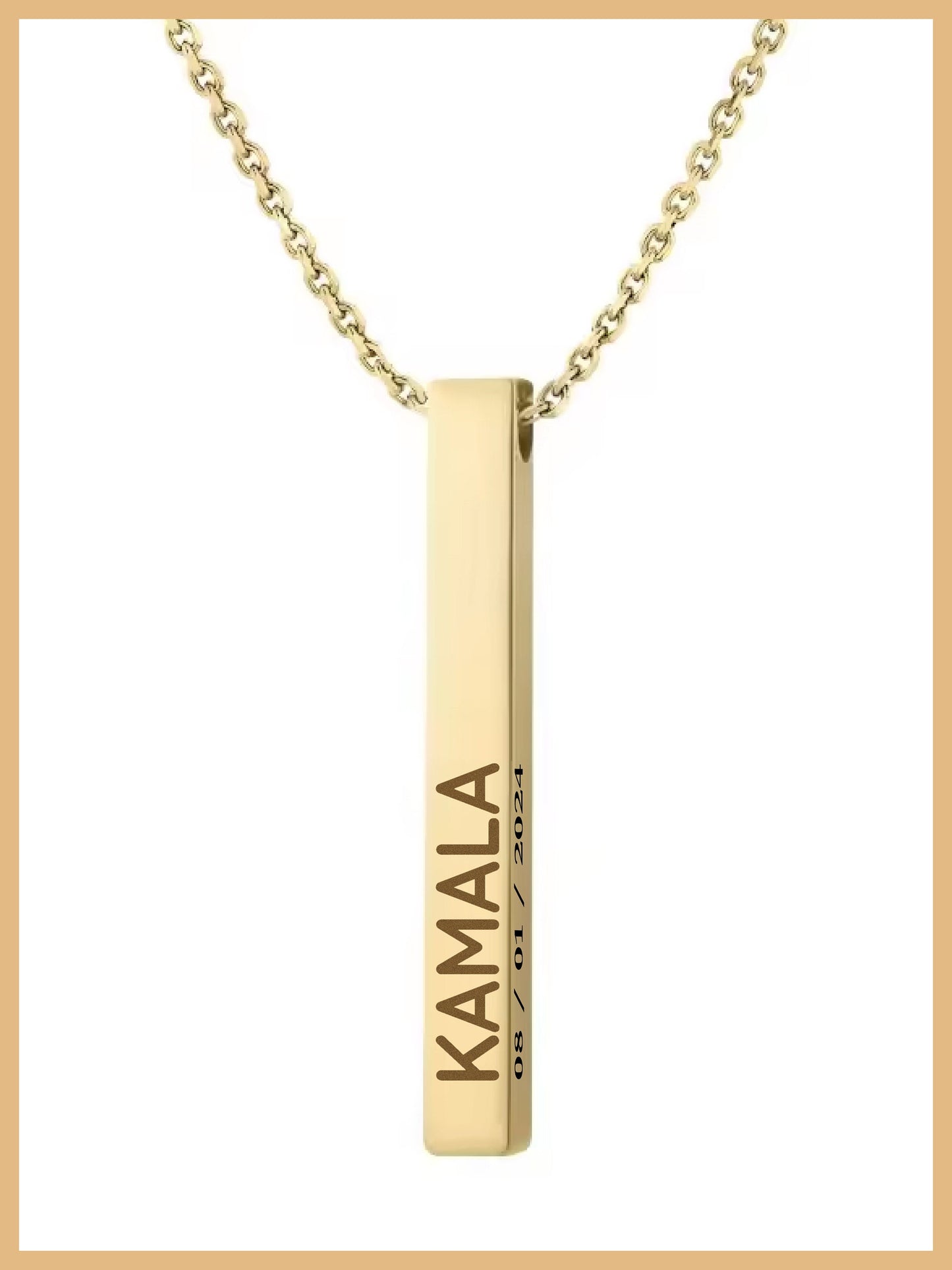Kamala Harris Vertical Bar Necklace, Kamala Pendant, Mother's Day Gift, Feminist Necklace, Comma la Jewelry, Kamala Jewelry