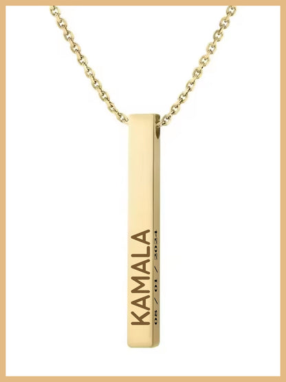 Kamala Harris Vertical Bar Necklace, Kamala Pendant, Mother's Day Gift, Feminist Necklace, Comma la Jewelry, Kamala Jewelry