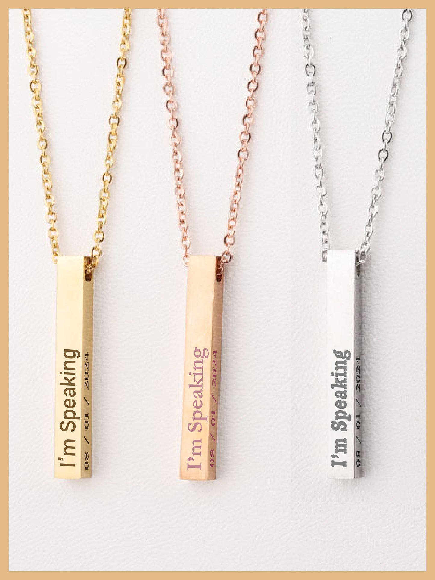I'm Speaking Pendant, Kamala Harris Necklace, I'm Speaking Necklace, Vertical Bar Necklace, Mother's Day Gift, Kamala Jewelry