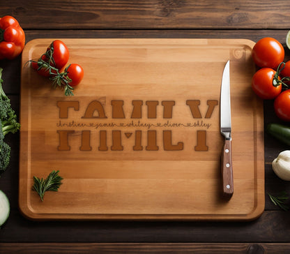 Personalized Bamboo Board Cutting Board, Family and housewarming gift, Family Gift, Family Name's Cutting Board, Custom Charcuterie Board