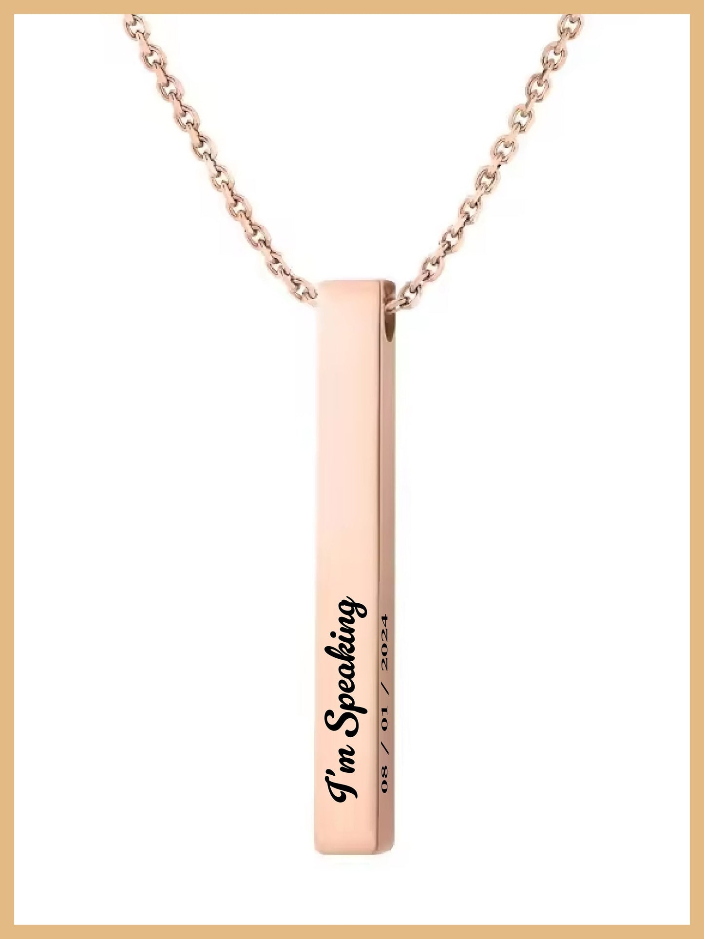Kamala I'm Speaking Vertical Bar Necklace, I'm Speaking Pendant, Mothers Day Gift, Feminist Necklace, Comma la Jewelry, Christmas Gift