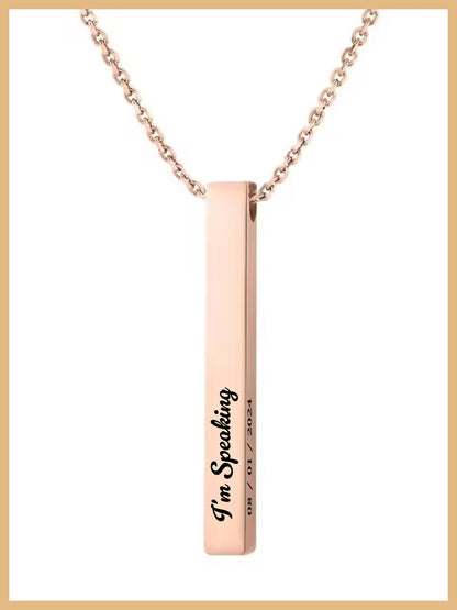 Kamala I'm Speaking Vertical Bar Necklace, I'm Speaking Pendant, Mothers Day Gift, Feminist Necklace, Comma la Jewelry, Christmas Gift