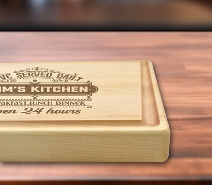 Personalized Mom's Kitchen Cutting Board, Christmas Gift, Gift for Mom, Bamboo Cutting Board, Charcuterie Board, Anniversary Gift