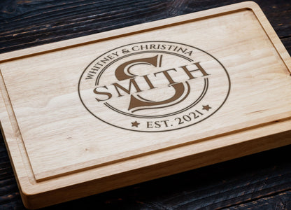 Personalized Gift Men's Cutting Board for Christmas, Fathers Day Board, Personalized Bamboo Cutting Board, Couple Name Cutting Board