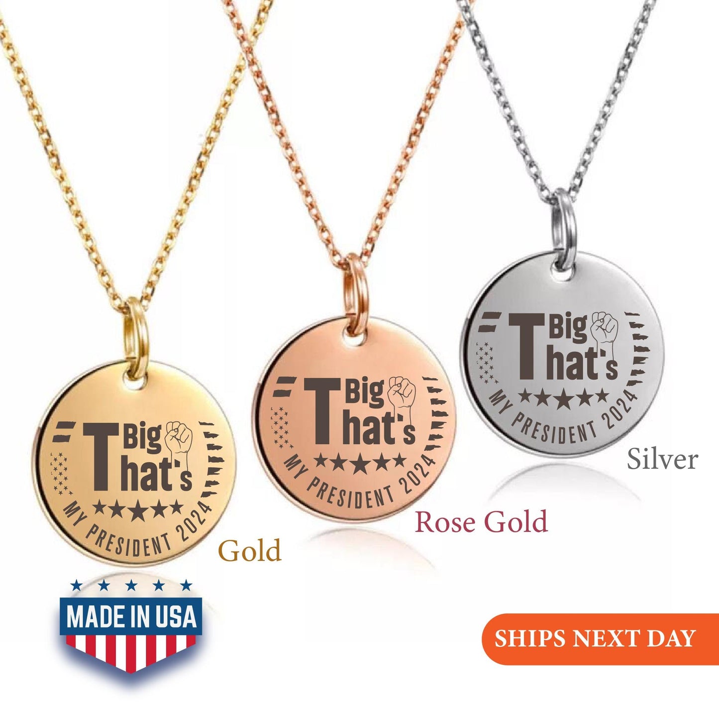 Big T That's My President Trump 2024 Necklace, Trump Disc Necklace, Vote Necklace, Trump Necklace,  2024 Trump Necklace, Gift for Republican