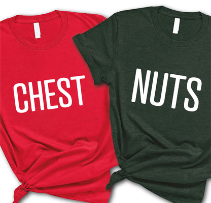 Chest Nuts Christmas Couple Matching Shirts, Family Matching T-Shirts For Christmas