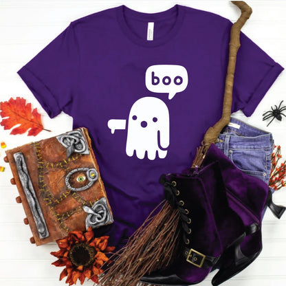 Cute Ghost Cat Tee, Halloween Spooky Cat Shirt, Funny Boo Cat T-shirt, Casual Halloween Outfit, October Fall Fashion Apparel, Unique Halloween Cat Top