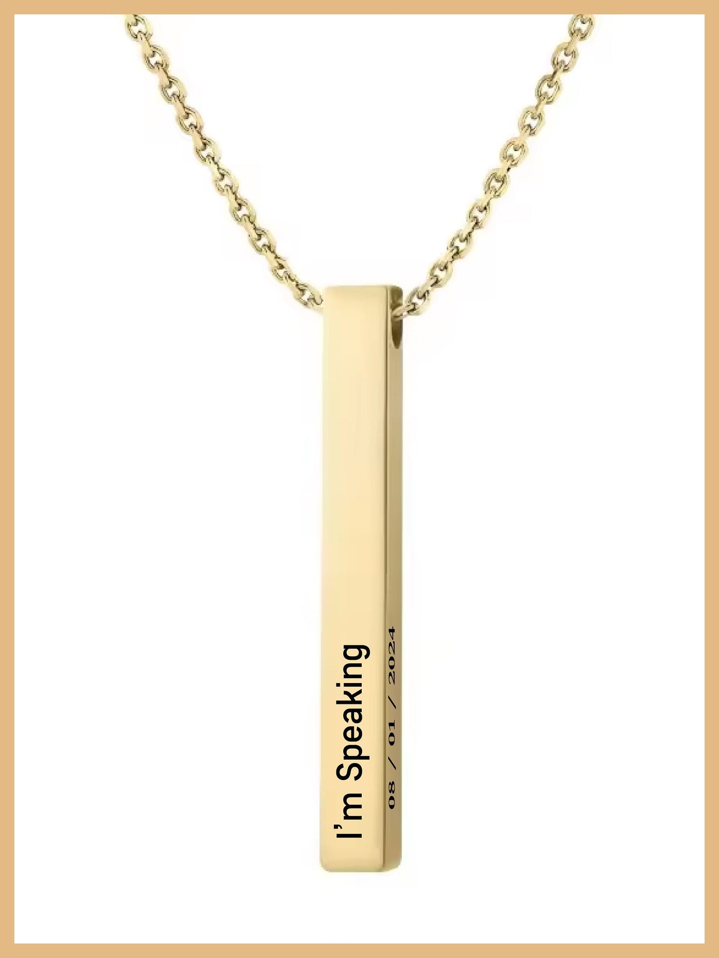 Kamala I'm Speaking Vertical Bar Necklace, I'm Speaking Pendant, Mothers Day Gift, Feminist Necklace, Comma la Jewelry, Christmas Gift