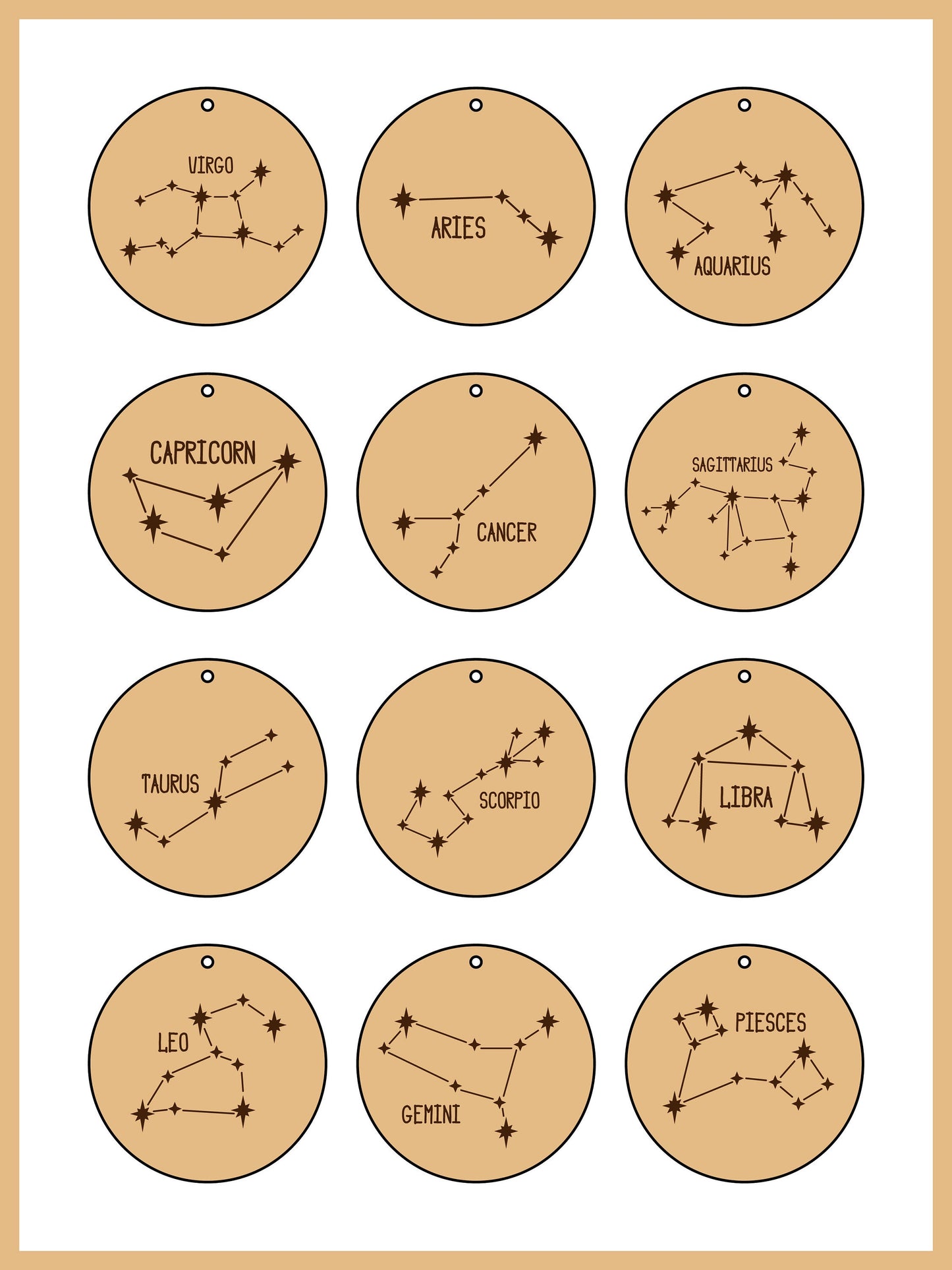 Mothers Day Gift Zodiac Sign Disc Necklace, Constellation Jewelry, Astrology Zodiac Necklace, Sagittarius, Mothers Day Necklace Gift for Mom