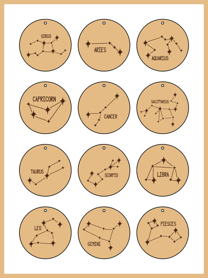 Mothers Day Gift Zodiac Sign Disc Necklace, Constellation Jewelry, Astrology Zodiac Necklace, Sagittarius, Mothers Day Necklace Gift for Mom