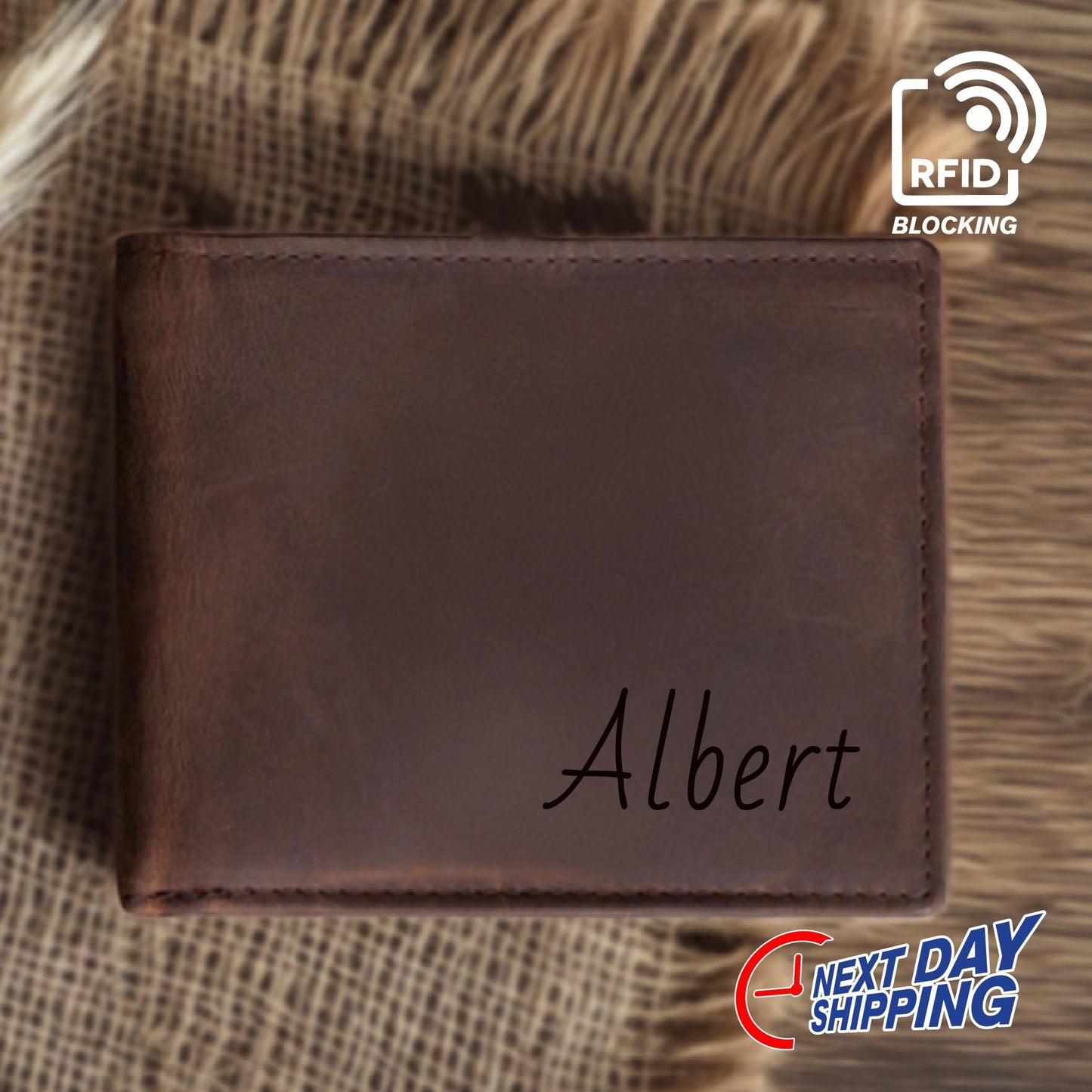 Custom Engraved RFID Blocking Valentines Wallet, Christmas Gifts, Valentine’s Day Gift Mens Wallet, Wallet For Men Brown, Black Men's Wallet