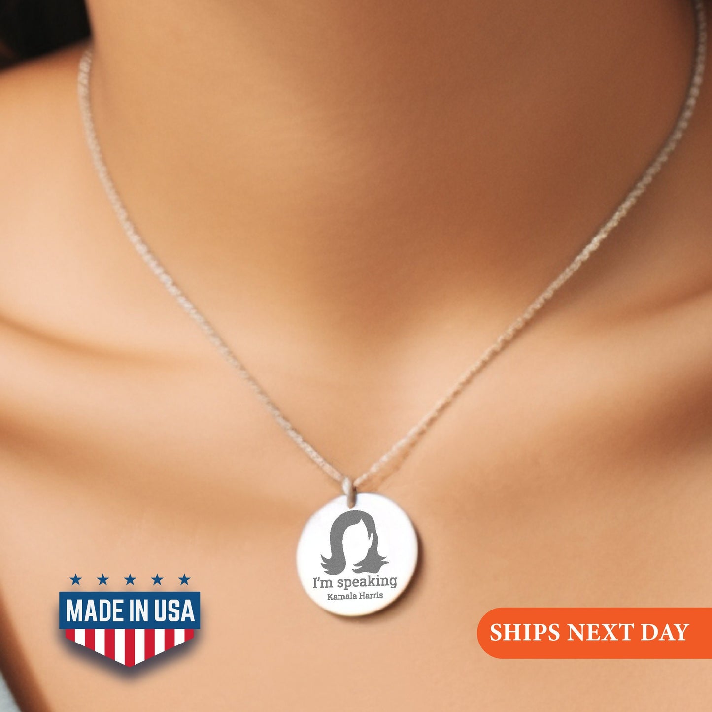 I'm Speaking Kamala Harris Necklace, President Kamala Harris 2024 Necklace, US Elections 2024 Necklace, Kamala Jewelry, Gift Initial Disc