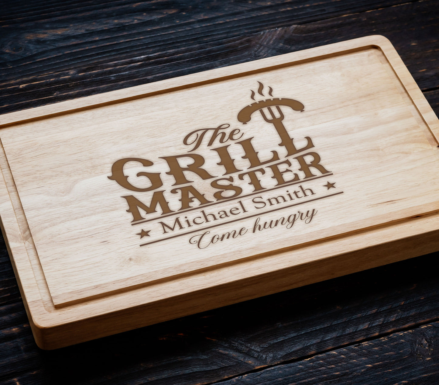 Grill Master Bamboo Cutting Board, Custom Cutting Board Gift for Husband, Gift for Dads, Birthday Boyfriend Gift, Father's Day Cutting Board