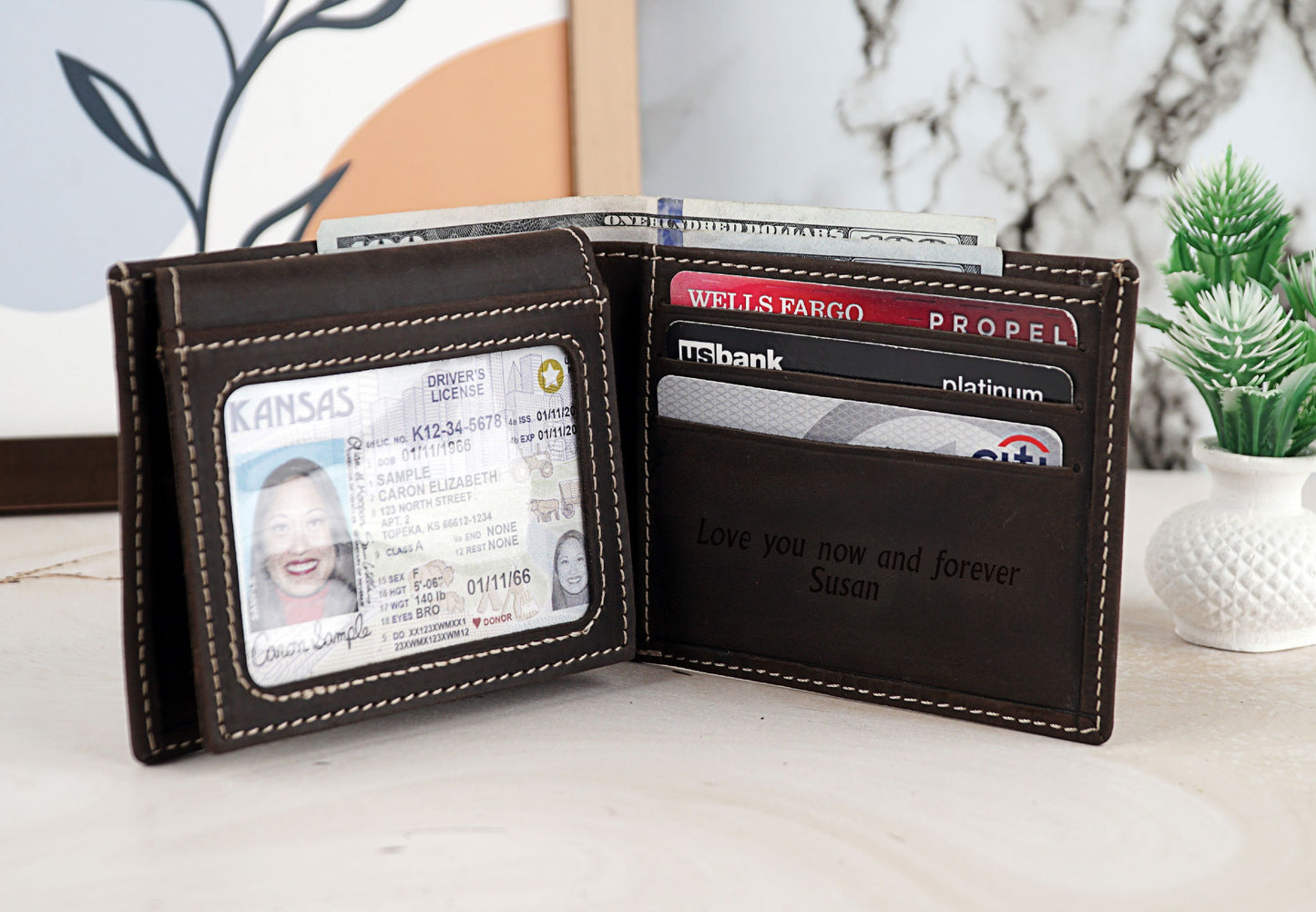 Men's Special Lion Pattern Wallet, Bifold Wallets for Men, Engraved Genuine Leather, Anniversary Gift For Him, Fathers Day Wallet