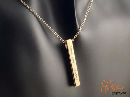 Customize Name Bar Necklace, Vertical Necklace Stainless Steel, Personalized Vertical Bar Necklace, Name Necklace, Custom Jewelry, Gift Mom