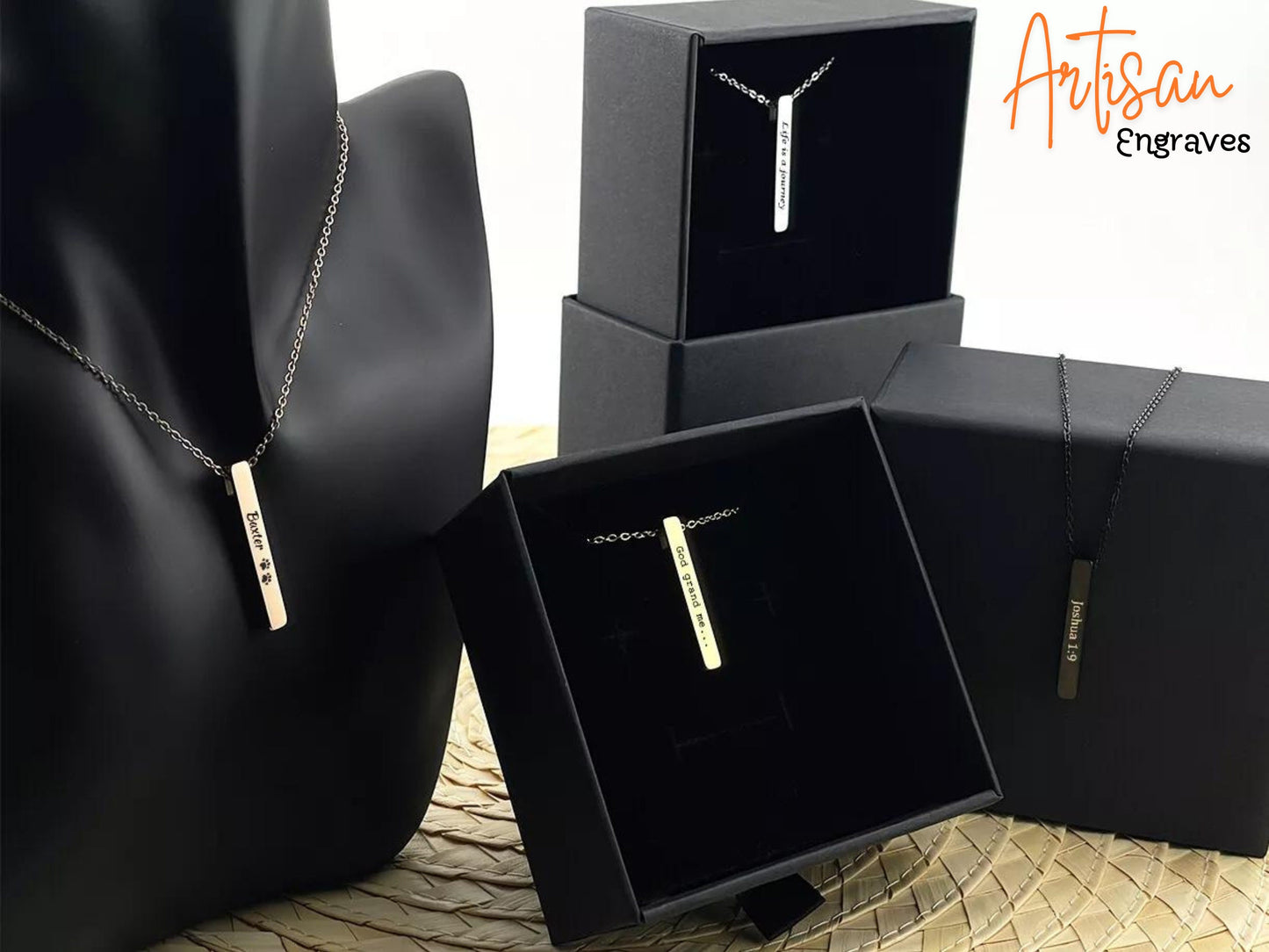 Customize Name Bar Necklace, Vertical Necklace Stainless Steel, Personalized Vertical Bar Necklace, Name Necklace, Custom Jewelry, Gift Mom