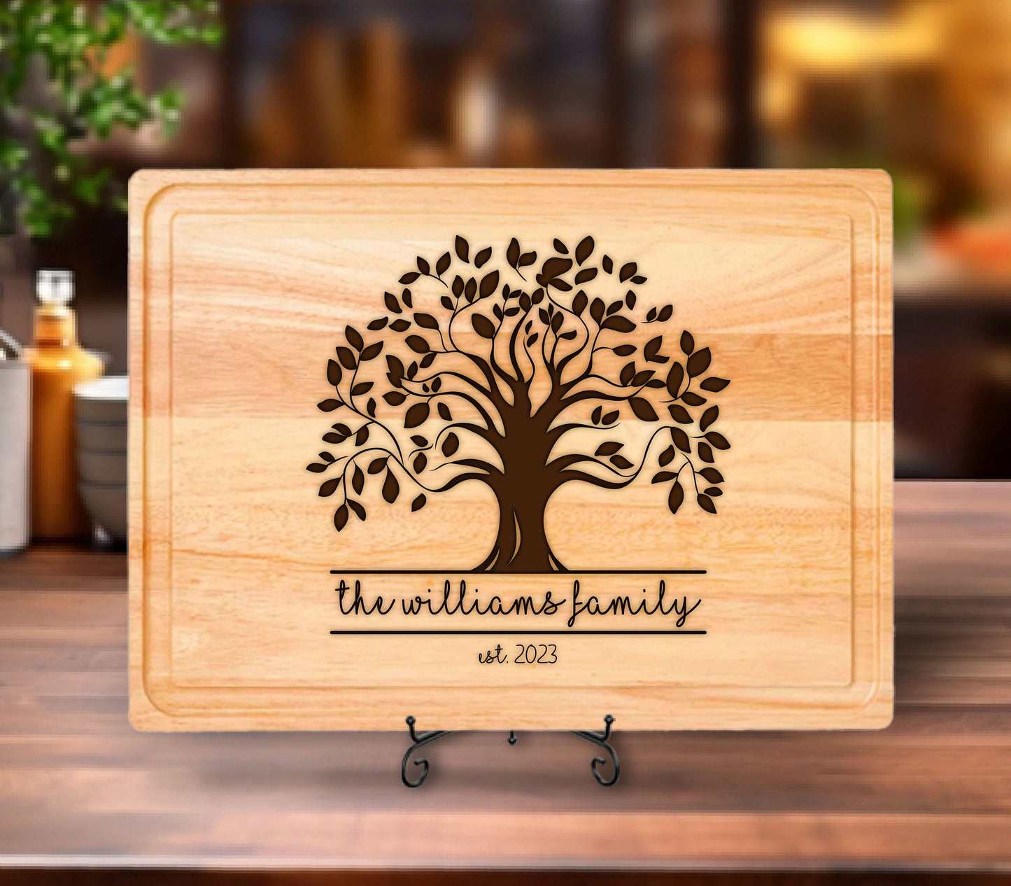 Custom Family Bamboo Cutting Board, Christmas Gift, Personalized Bamboo Cutting Board, Wedding Gift Cutting Board, Cutting Board Gifts