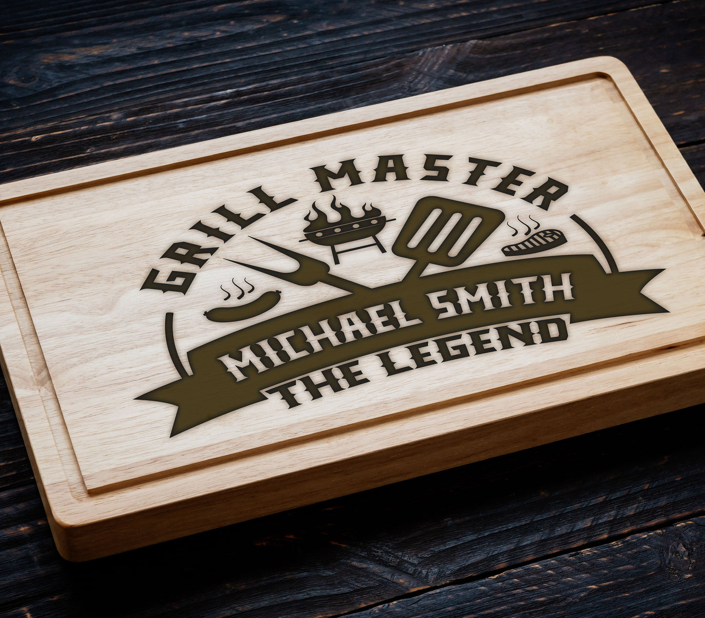 Personalized Grill Master Cutting Board, Gift For Husband, Bamboo Cutting Board, Gift for Dads, Birthday Boyfriend Gift, Father's Day Board