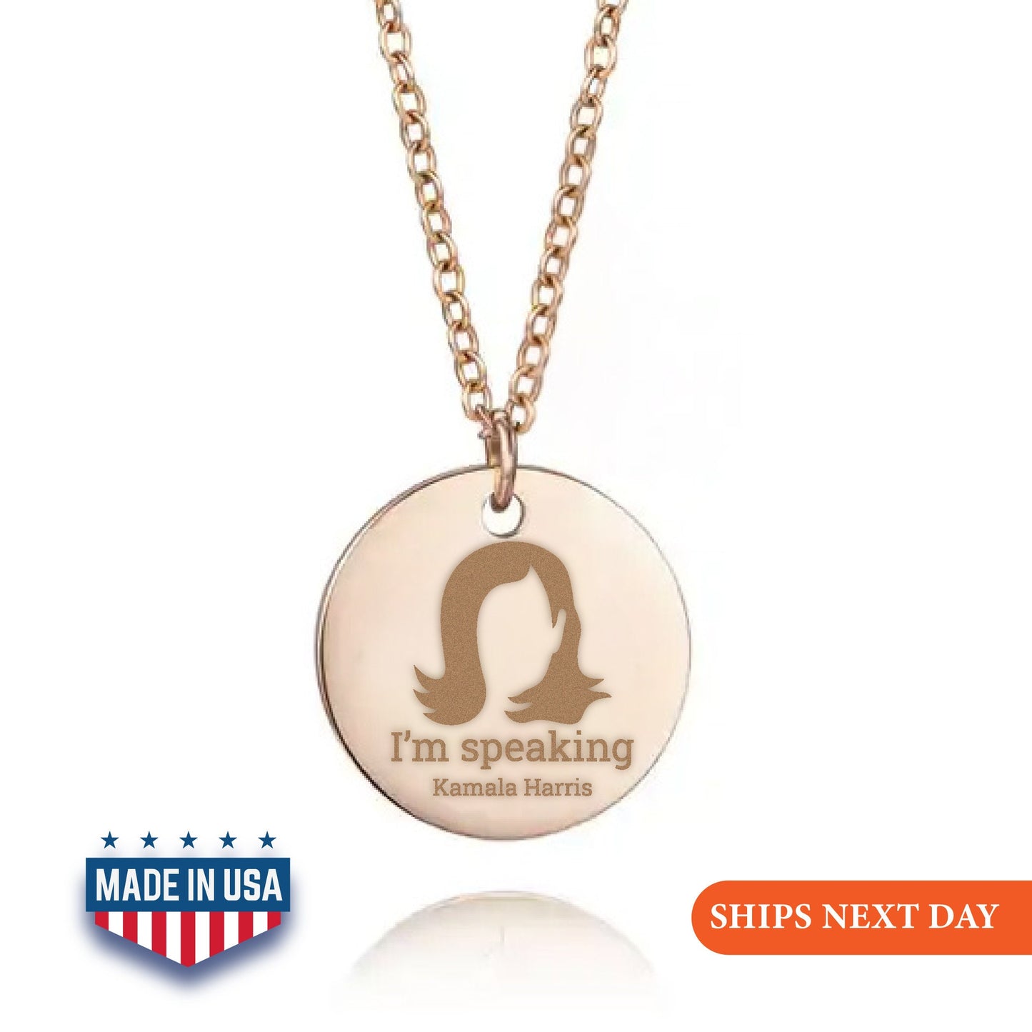 I'm Speaking Kamala Necklace, President Kamala Harris 2024 Necklace, Kamala Jewelry, US Elections 2024 Necklace, Gift Initial Disc