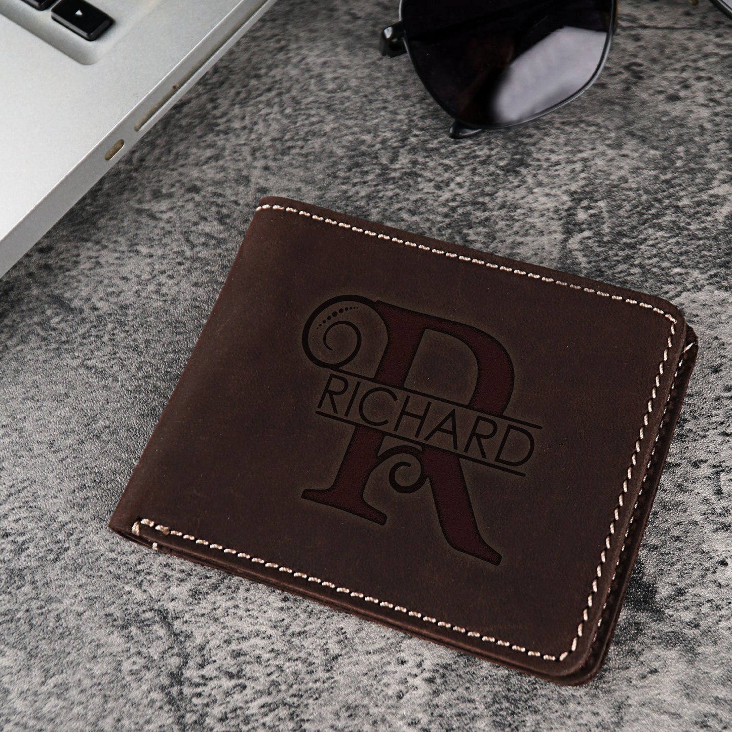 Custom Engraved Mens Slim Wallet, Christmas Gift Wallets, Engraved Genuine Leather Wallets, Personalized Wallet, Father's Day Wallet