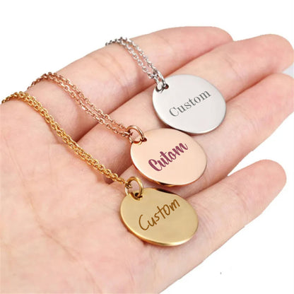 Personalized Engraved Handmade Christmas Gift Best Friends Birthday Custom Name Engraved Necklace for Women Initial Disc Gift for Mom Custom
