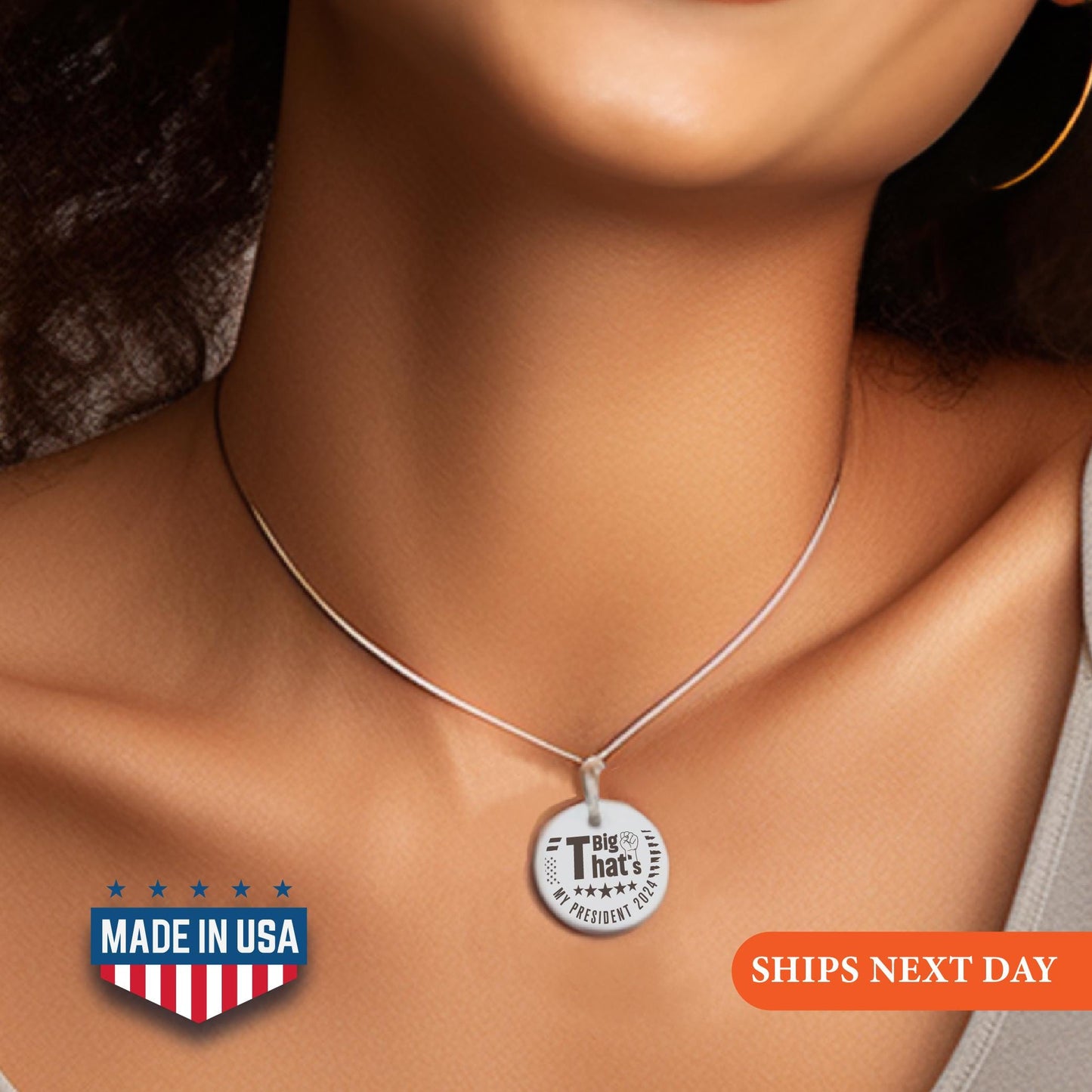 Big T That's My President Trump 2024 Necklace, Trump Disc Necklace, Vote Necklace, Trump Necklace,  2024 Trump Necklace, Gift for Republican