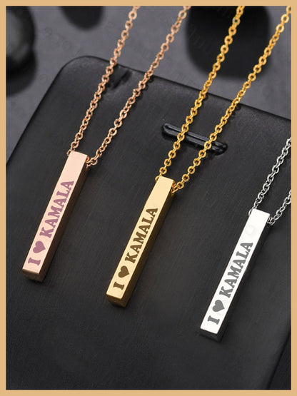 I Love Kamala Harris 2024 Vertical Bar Necklace, Kamala Jewelry, Kamala Necklace, US Elections 2024 Necklace, I Love Kamala Bar Necklace