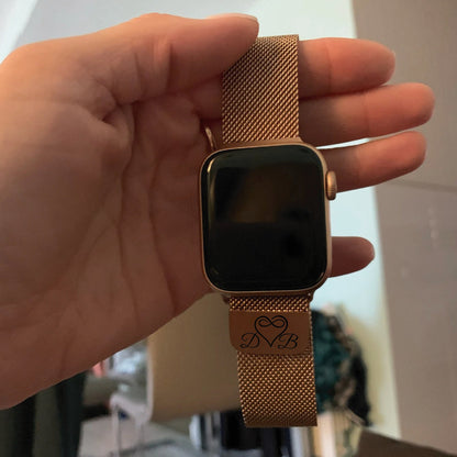 Customized Text Picture Logo Christmas Gift Stainless Steel Text Image Emoji Engraved Watch Band Compatible With Apple Watch Series 1-10