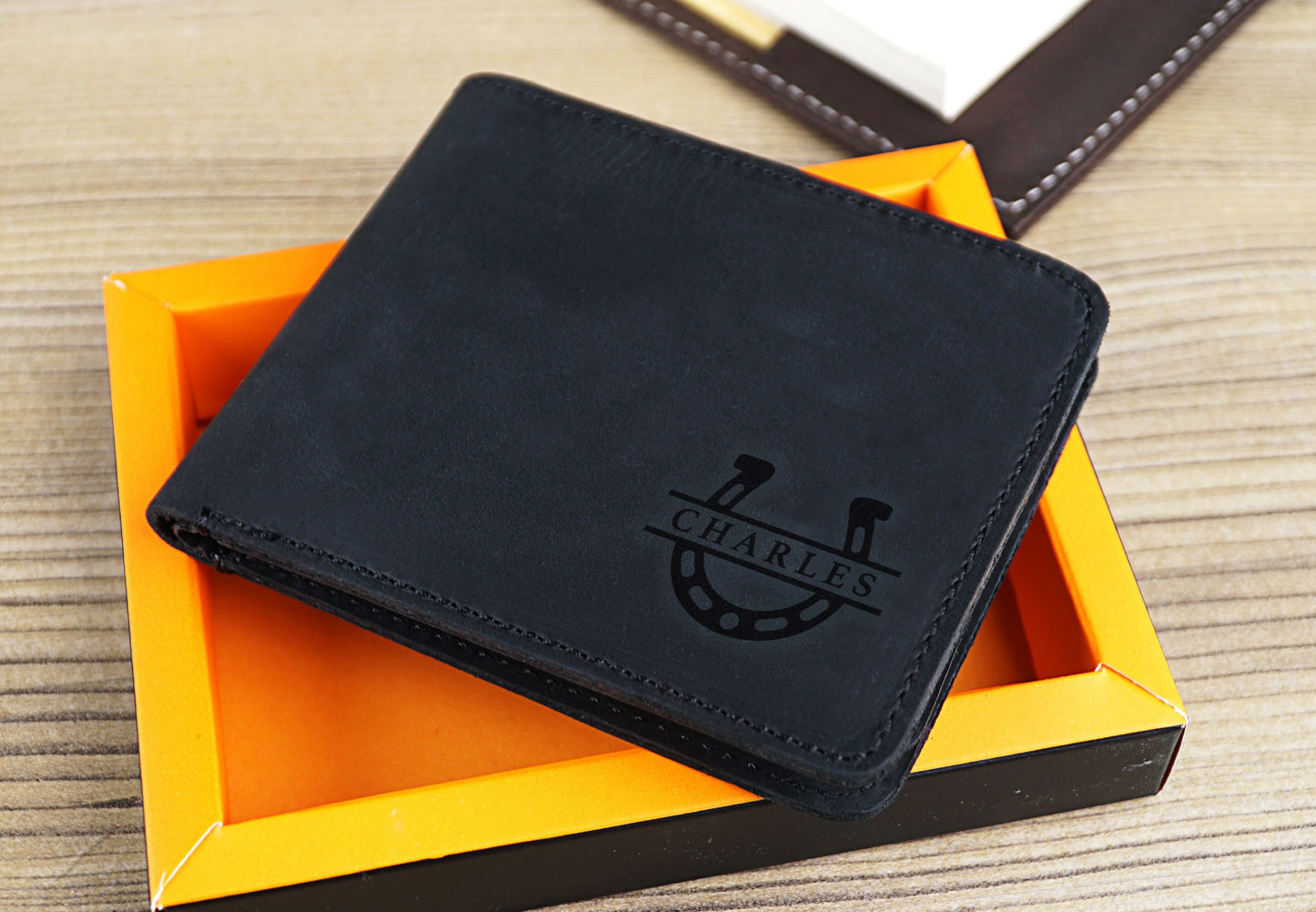 Custom Monogram Wallet, Personalized Wallet Engraved Men's Wallet, Engraved Genuine Leather, Veteran Day Wallet, Anniversary Gift For Him