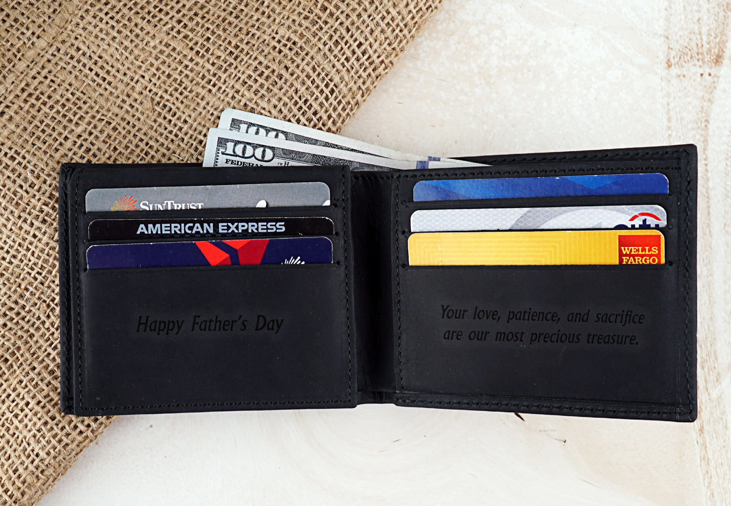 Lion Drawing Leather Wallet, Fathers Day Gift, Bifold Wallets for Men, Engraved Genuine Leather, Animal Art Wallet, Anniversary Gift For Him