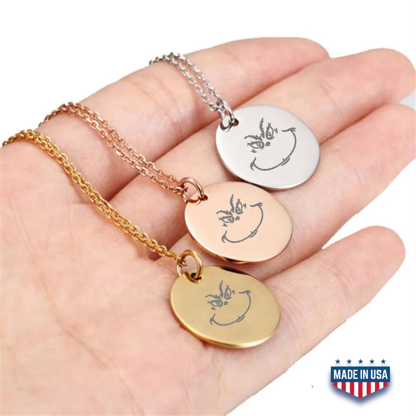 Grinch Christmas Birthday Necklace, Christmas Gift, Grinch Face Pendant, Grinch Jewelry, Christmas Necklaces for Women, Valentines Day Gifts