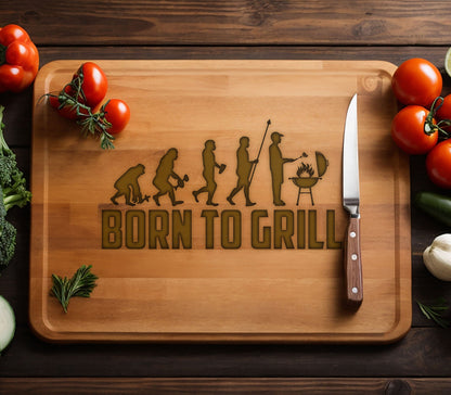 Born to Grill Cutting Board, Gifts for Husband, Griller Gifts, BBQ Gift for Men's Birthday, Charcuterie Board Cutting Board, Serving Board