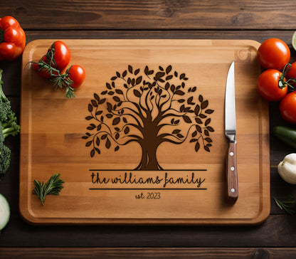 Custom Family Bamboo Cutting Board, Christmas Gift, Personalized Bamboo Cutting Board, Wedding Gift Cutting Board, Cutting Board Gifts
