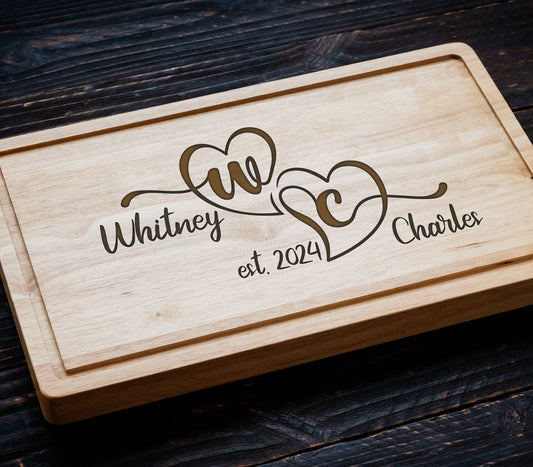 Personalized Cutting Board, Bamboo Cutting Board, Custom Wedding Gift for Couple, Anniversary Gift for Couples, Custom Wedding Cutting Board