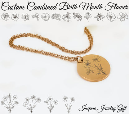 Coin Necklace, Gold Birthflower Necklace, Floral Necklace, Flower Necklace, Birth Month Gold Necklace, Necklace For Women, Gift For Her