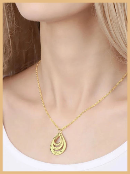 Christmas Day Necklace Gift, Family Personalized Necklace, Custom Children Name Drops, Personalized Gift, Linked Drop Necklace, Love Gift