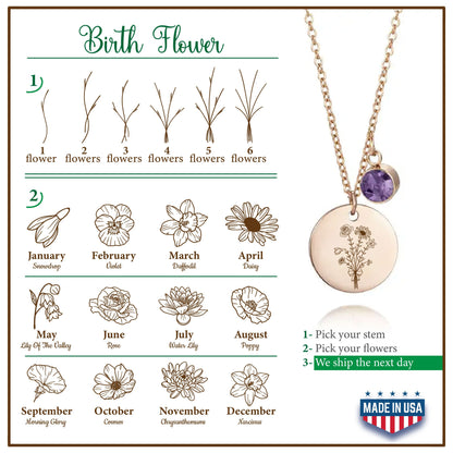 Birth Month Christmas Gifts Necklace Combined Birth Flower Necklace Personalized Bouquet Flower Necklace Birth flower Necklace Handmade
