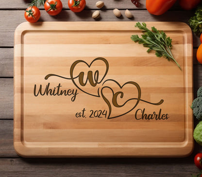 Personalized Couple Cutting Board, Mother's Day Cutting Board, Bamboo Cutting Board, Custom Wedding Gift for Couple, Happy Mothers Day