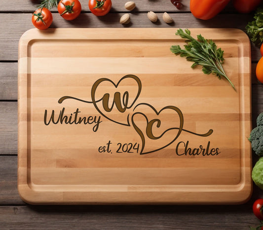 Personalized Couple Cutting Board, Mother's Day Cutting Board, Bamboo Cutting Board, Custom Wedding Gift for Couple, Happy Mothers Day