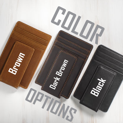 Personalized Father's Day Gift Leather Magnetic Money Clip, Leather Card Holder, Personalized Card Holder, Money Clip Wallet, RFID Wallet