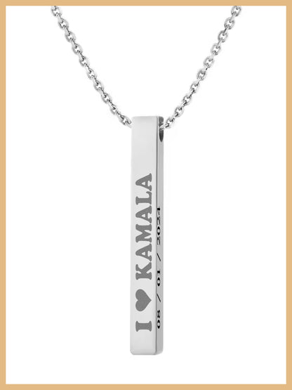 I Love Kamala Harris 2024 Vertical Bar Necklace, Kamala Jewelry, Kamala Necklace, US Elections 2024 Necklace, I Love Kamala Bar Necklace