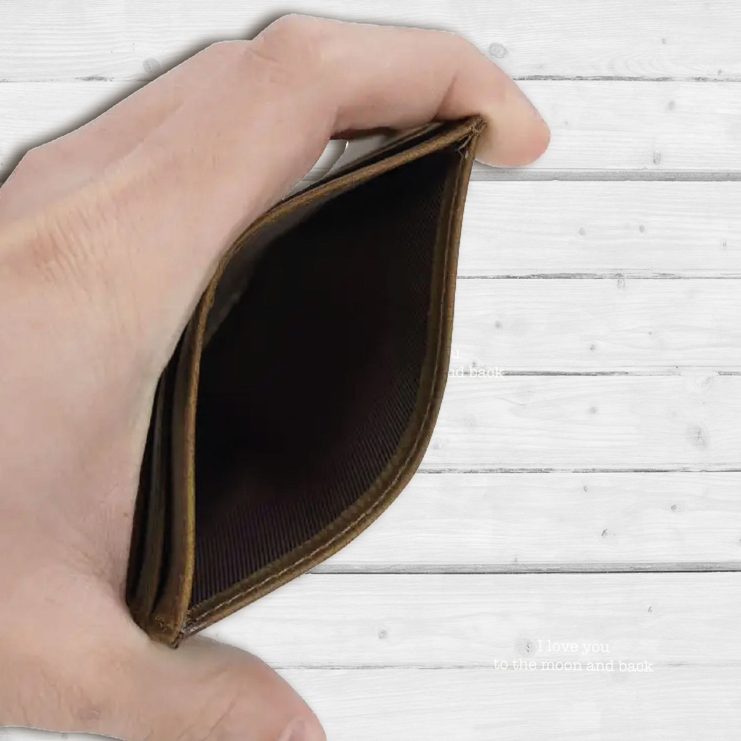 Men's Leather Small Card Wallet, Monogram Leather Card Holder, Leather Card Holder, Minimalist Card Holder, Engraved Minimalist Wallet, RFID