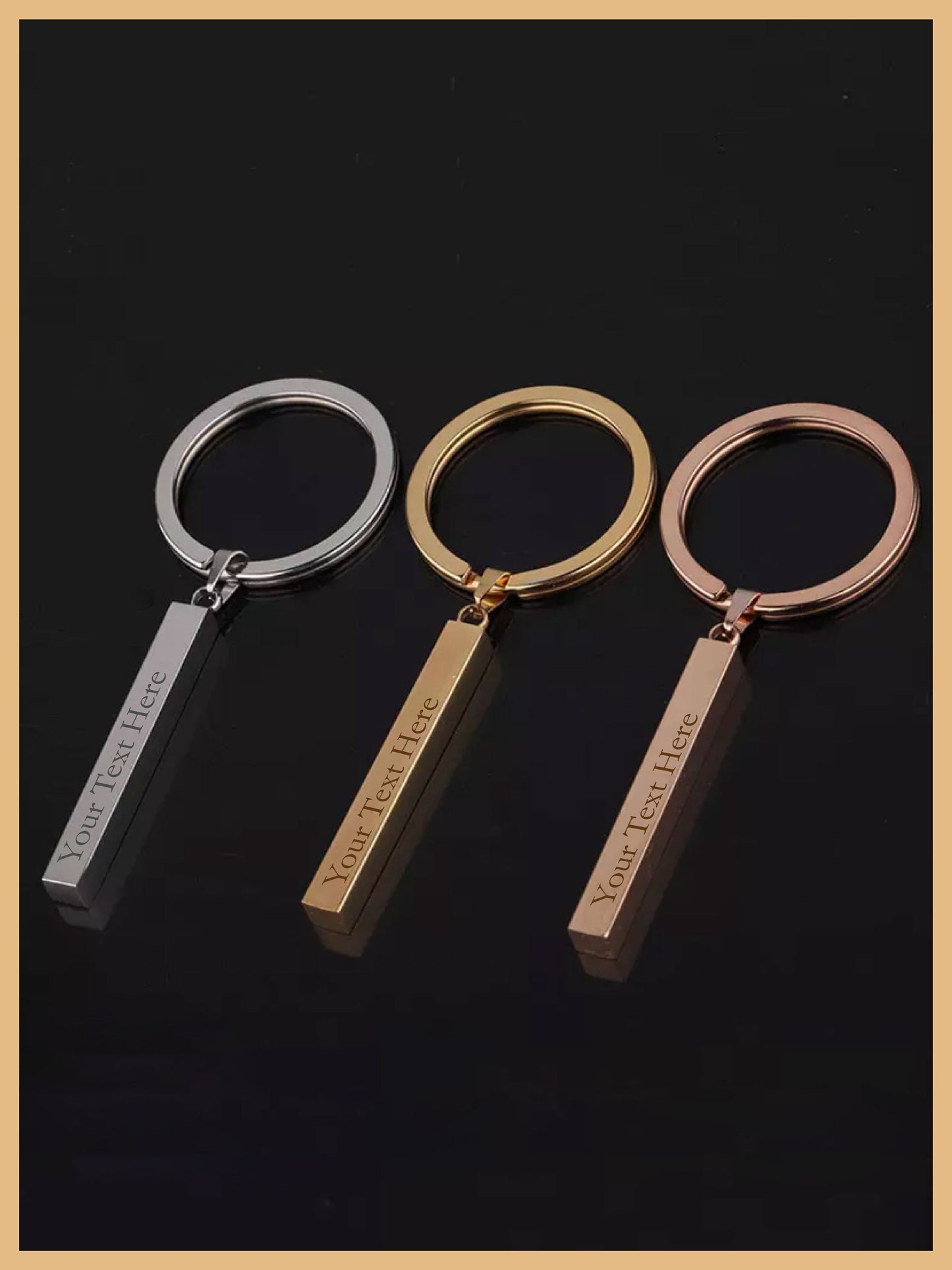 Personalized Bar Keychain, Christmas Gift, Silver Rose Gold Key Chain, Birthday Gift for Mom, Mothers Day Keychain, Keychain Stainless Steel