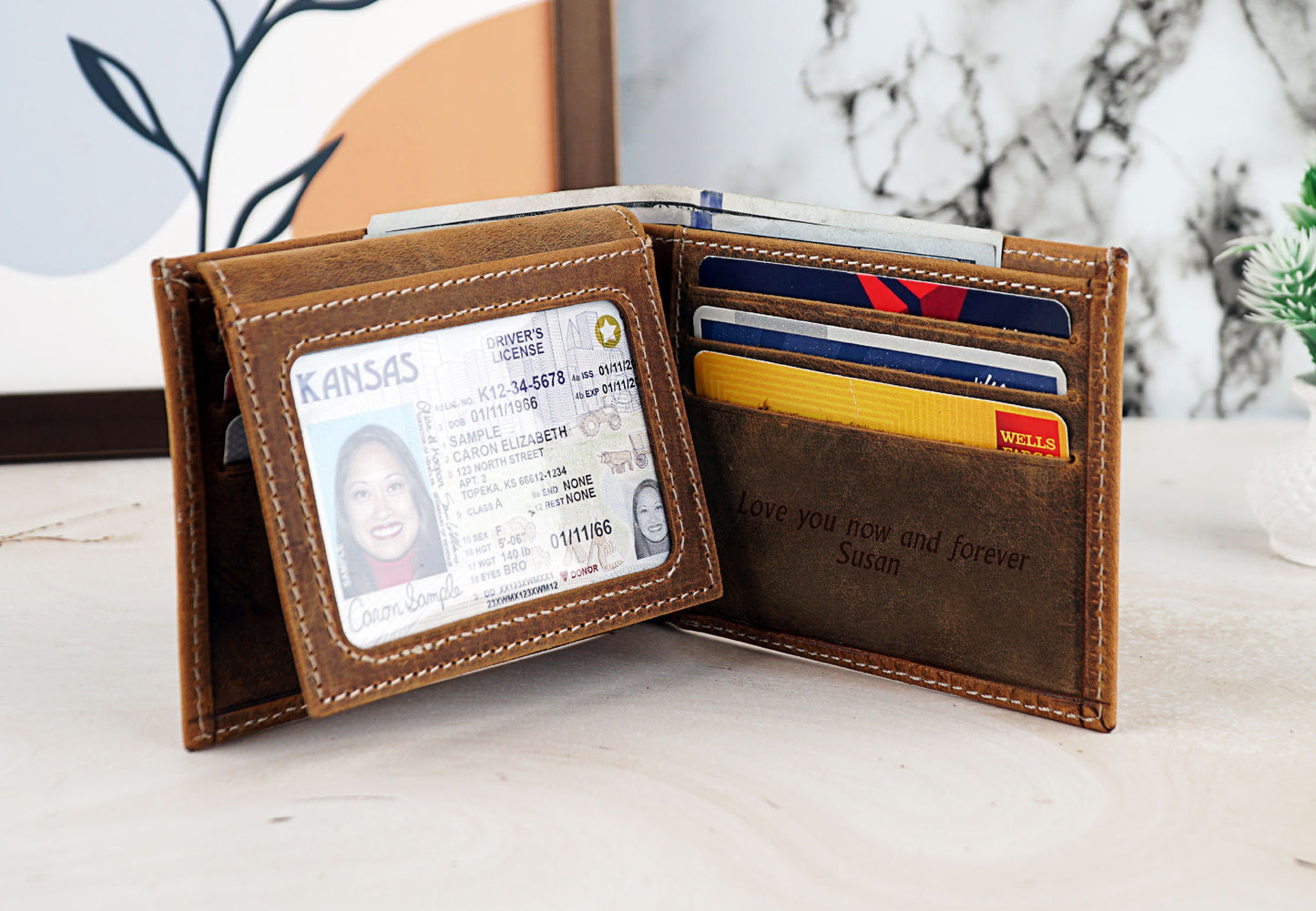 Men's Special Lion Pattern Wallet, Bifold Wallets for Men, Engraved Genuine Leather, Anniversary Gift For Him, Fathers Day Wallet